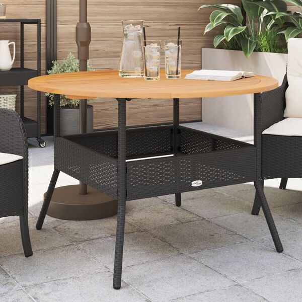 vidaXL Tavolo Giardino Piano Legno Acacia Nero &Oslash;110x71 cm Polyrattan