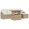vidaXL Set da esterno 6 pz Beige Poly Rattan