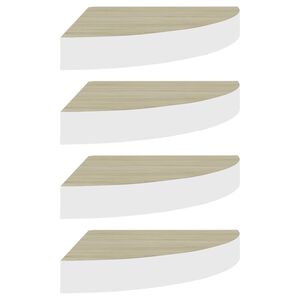 vidaXL Mensole Angolari 4 pz Rovere e Bianco 25x25x3,8 cm in MDF