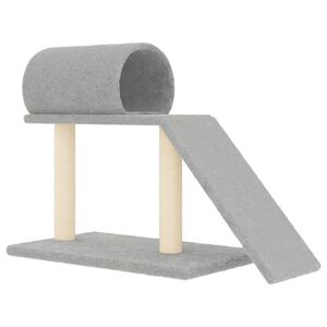 vidaXL Pali Tiragraffi Gatti Tunnel e Scaletta Grigio Chiaro 55,5 cm