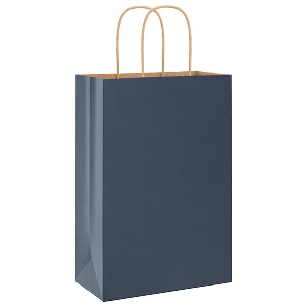 vidaXL Sacchetti di Carta 50 pz con Manici Blu 21x11x31 cm