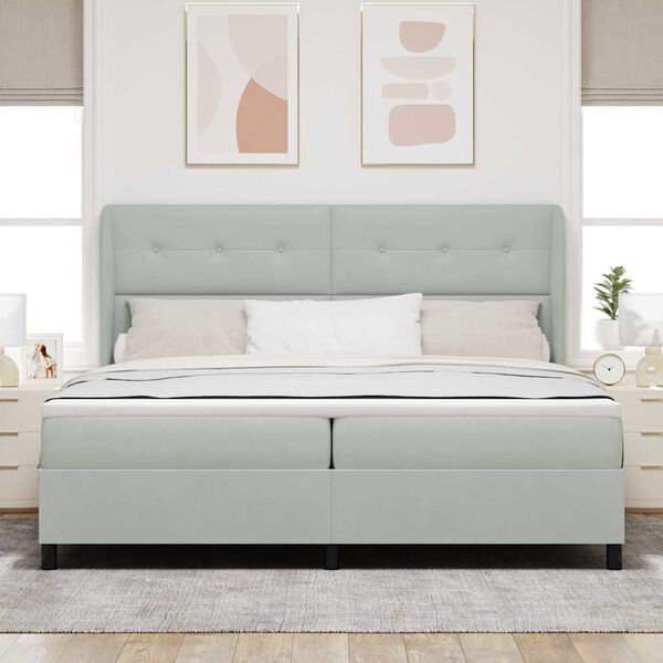 vidaXL Letto a molle con materasso Grigio chiaro 200 x 200 cm Velluto