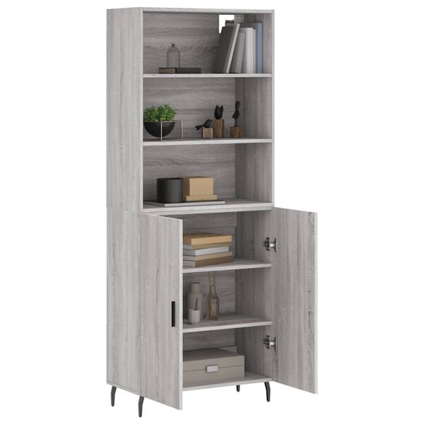 vidaXL Credenza Grigio Sonoma 69,5x34x180 cm in Legno Multistrato