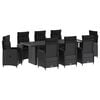 vidaXL Set da pranzo per esterni 9 pz Nero 240 x 90 x 75 cm polyrattan