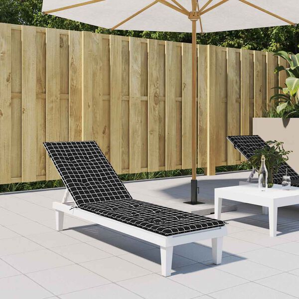 vidaXL Cuscino per Sedia Sdraio Motivo a Quadri Nero in Tessuto Oxford