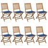 vidaXL Sedie da Giardino Pieghevoli 8 pz con Cuscini Massello Acacia