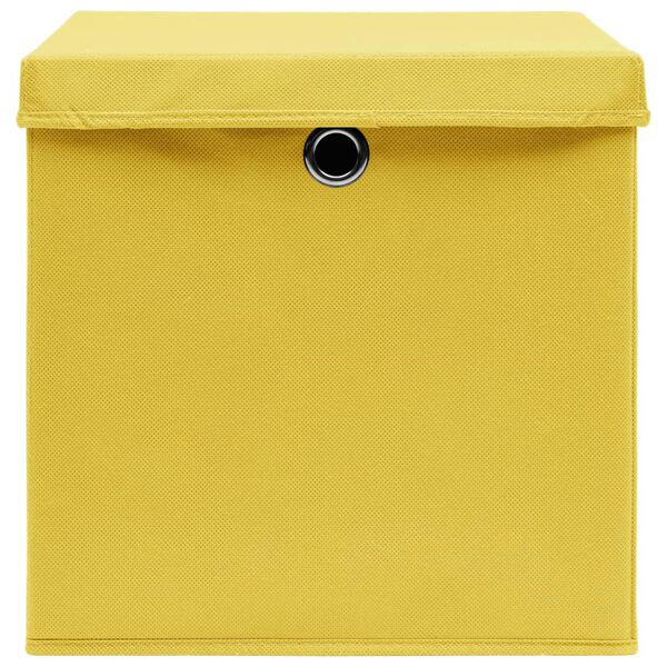 vidaXL Contenitori con Coperchi 4 pz 28x28x28 cm Giallo