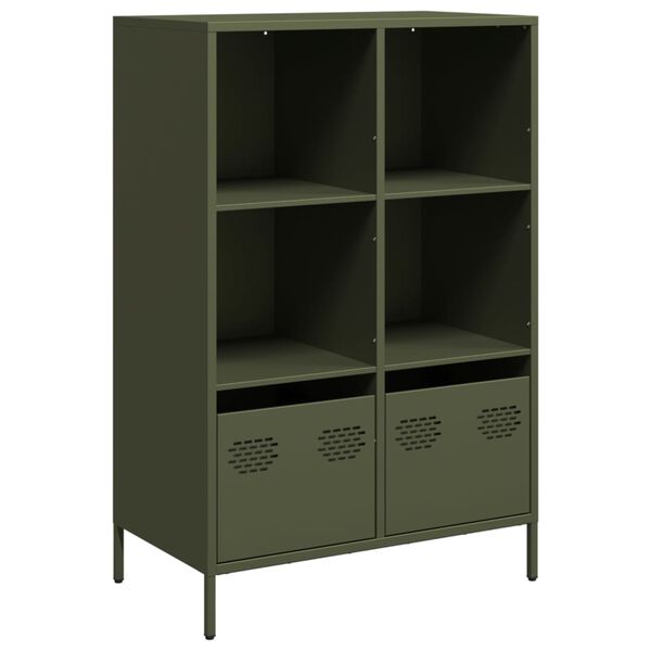 vidaXL Credenza Verde Oliva 68x39x103,5 cm in Acciaio