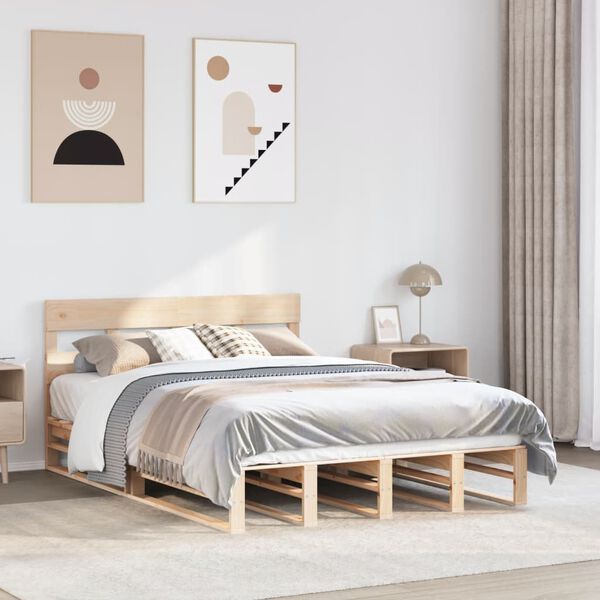 vidaXL Letto senza Materasso 135x190 cm in Legno Massello di Pino