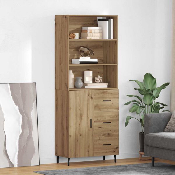 vidaXL Credenza con cassetto Rovere artigianale 69,5 x 34 x 180 cm