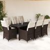 vidaXL Set da Pranzo da Giardino 9pz con Cuscini Marrone in Polyrattan