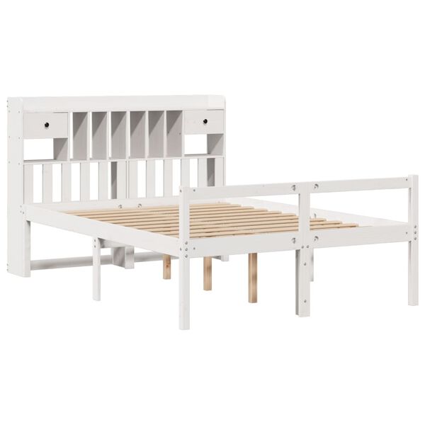 vidaXL Letto Libreria senza Materasso Bianco 150x200 cm Legno di Pino