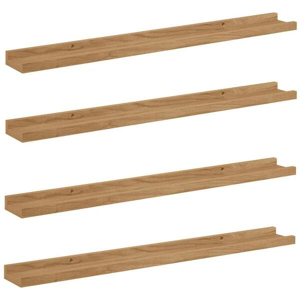 vidaXL Scaffale da parete con lo scaffale 4 pcs Marrone 80 x 9 x 3 cm