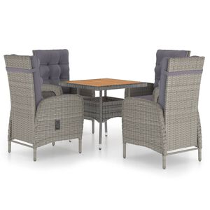 vidaXL Set da Pranzo da Giardino 5 pz in Polyrattan e Acacia Grigio