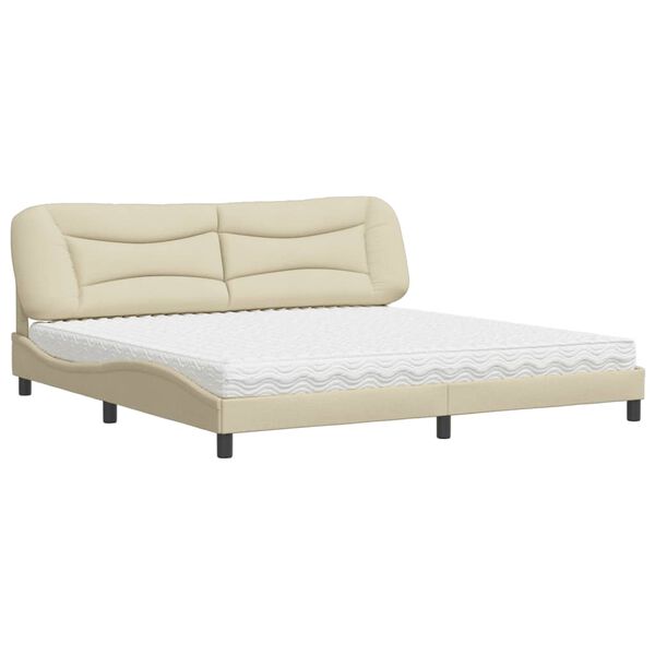 vidaXL Letto con Materasso Hvar Crema 200x200 cm in Tessuto