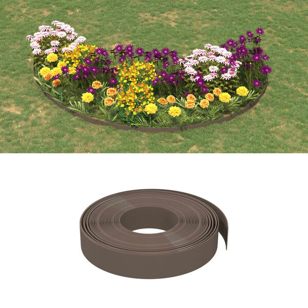 vidaXL Bordature da Giardino 2 pz Marroni 10 m 10 cm in Polietilene