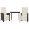 vidaXL Set Bistr&ograve; 3 pz con Cuscini Marrone in Polyrattan