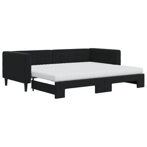 vidaXL Divano Letto Estraibile con Materassi Nero 90x200 cm Velluto