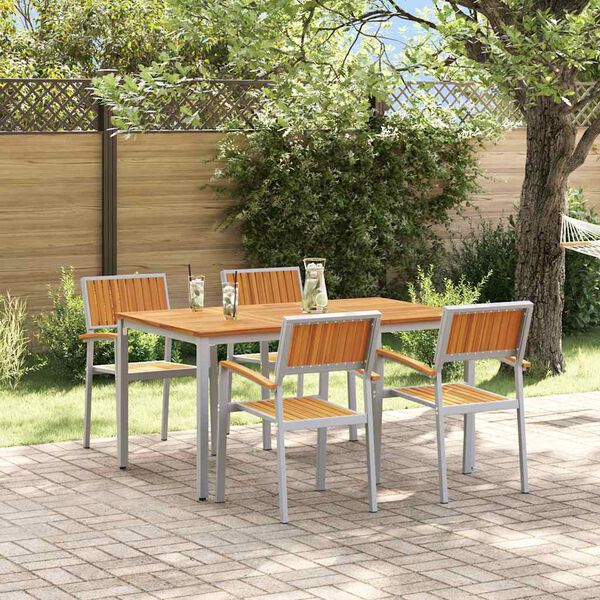 vidaXL Set da Pranzo per Giardino 5 pcs Grigio e marrone