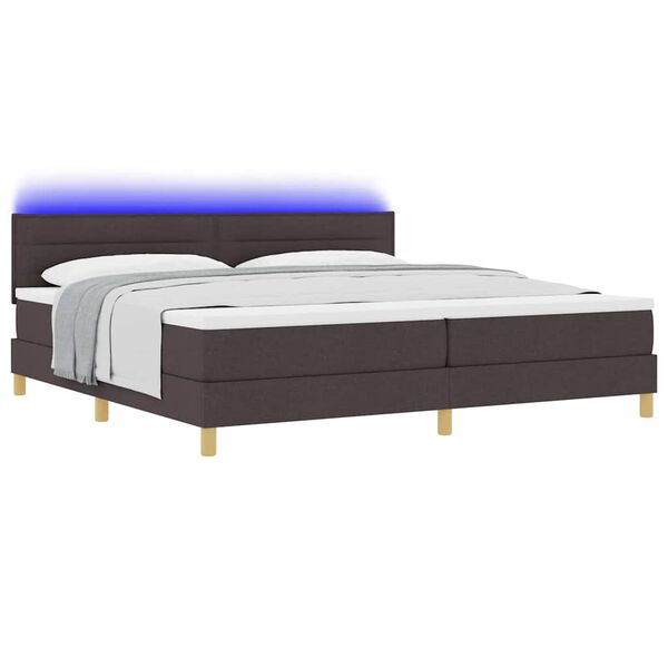 vidaXL Letto a Sorgente LED con led Marrone Scuro 200 x 200 cm Tessuto