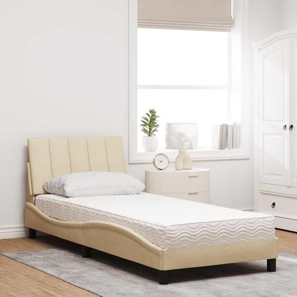 vidaXL Letto con Materasso Hanko Crema 90x190 cm in Tessuto