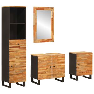 vidaXL Set da Bagno con cassetto Naturale Legno di mango massello