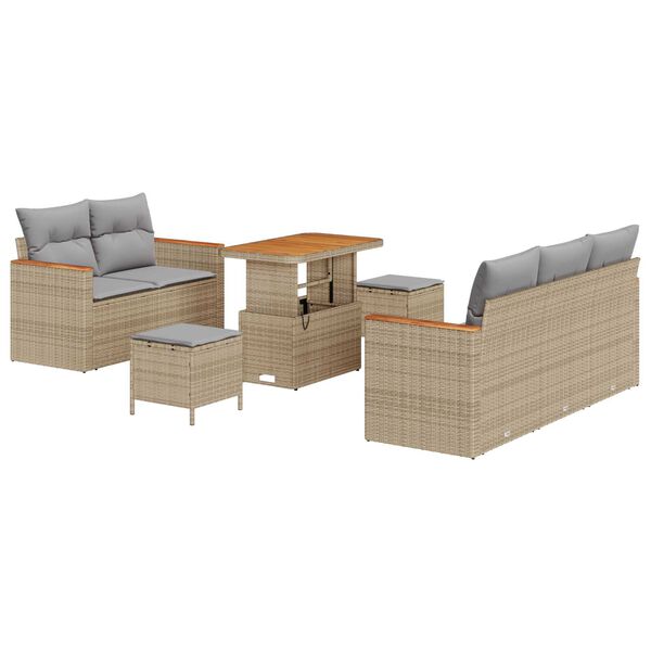 vidaXL Set Divano da Giardino con cuscino 8 pcs Beige Poly Rattan