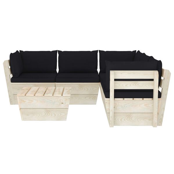 vidaXL Set Divani da Giardino su Pallet 6 pz con Cuscini Legno Abete