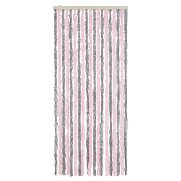 vidaXL Tenda Antimosche Grigio Argento e Rosa 56x185 cm in Ciniglia
