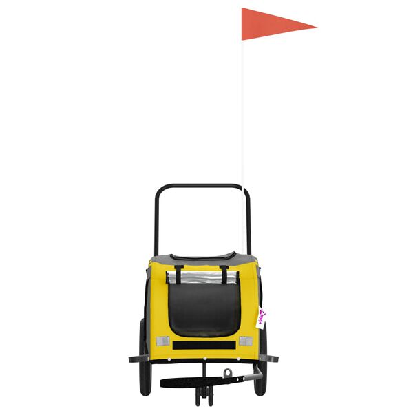 vidaXL Rimorchio da Bici per Animali Giallo e Nero Oxford e Ferro