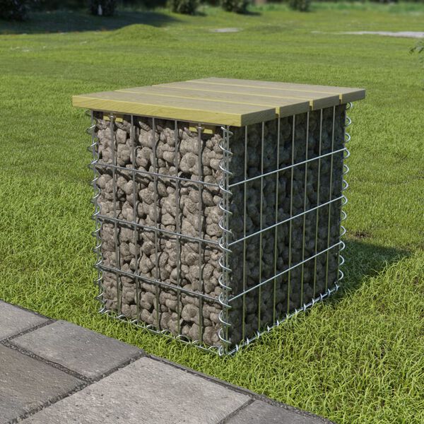vidaXL Sgabello da Giardino 40x40x45cm Acciaio Zincato e Legno di Pino