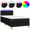 vidaXL Letto a Molle con Materasso e LED Nero 100x200 cm in Tessuto