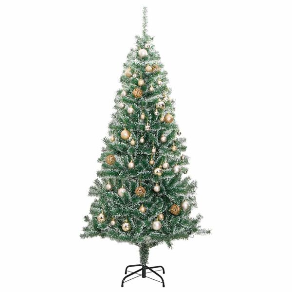 vidaXL Albero di Natale Artificiale con 300 LED Palline e Neve 240 cm