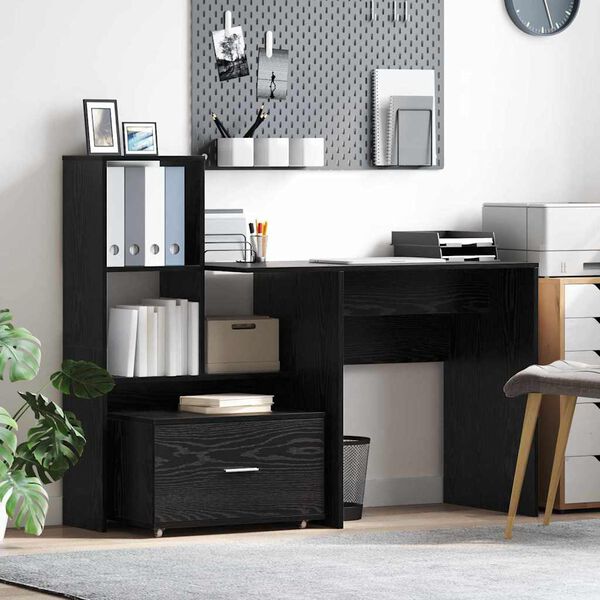 vidaXL Mobile con Cassetti Nero 55 x 45 x 33.5 cm Legno multistrato