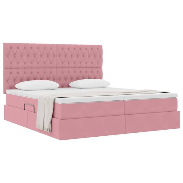 vidaXL Letto con Contenitore con materasso Rosa 180 x 200 cm Velluto
