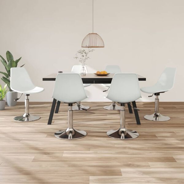 vidaXL Sedie da Pranzo Girevoli 6 pz Bianche in PP