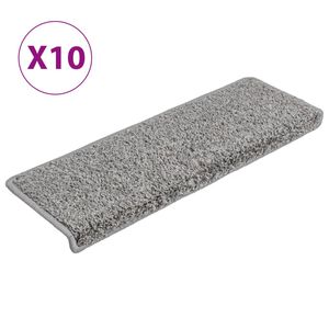 vidaXL Tappetini per scale 10 pz 65x21x4 cm Grigio Bordo rettangolare