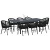 vidaXL Set da Pranzo per Giardino 9 pcs Nero polyrattan