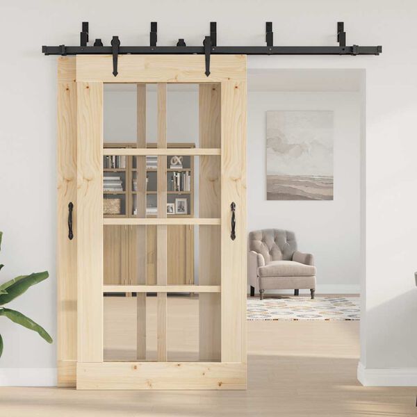 vidaXL Kit di Binari per Porte Scorrevoli 213,5 cm Acciaio Nero