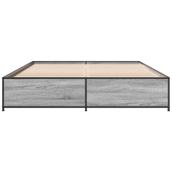 vidaXL Giroletto Grigio Sonoma 135x190 cm in Legno Multistrato Metallo