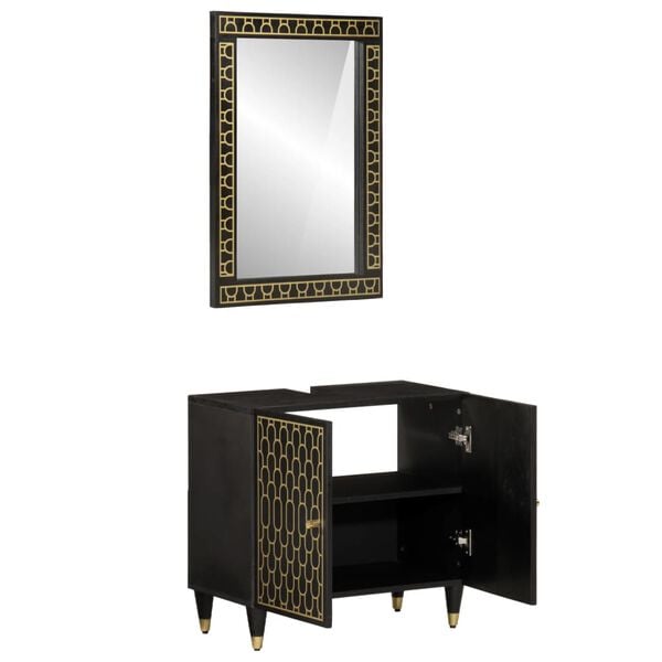 vidaXL Set Mobili da Bagno 2pz in Legno Massello di Mango