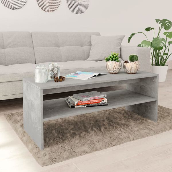 vidaXL Tavolino Salotto Grigio Cemento 100x40x40 cm Legno Multistrato