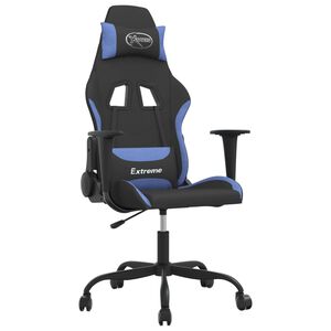 vidaXL Sedia da Gaming Nero e Blu in Tessuto