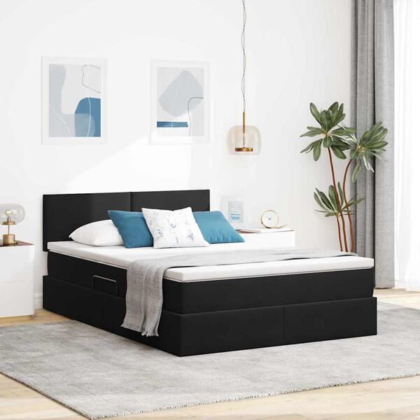 vidaXL Letto con Contenitore con materasso Nero 140 x 190 cm Velluto