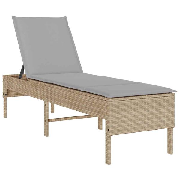vidaXL Lettino Prendisole con Cuscini Beige 55x200x44 cm in Polyrattan
