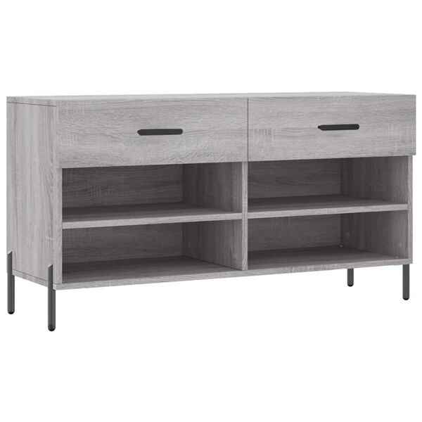 vidaXL Panca Porta Scarpe Grigio Sonoma 102x35x55 cm Legno Multistrato