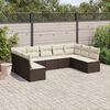 vidaXL Set Divani da Giardino 9pz con Cuscini Marrone in Polyrattan