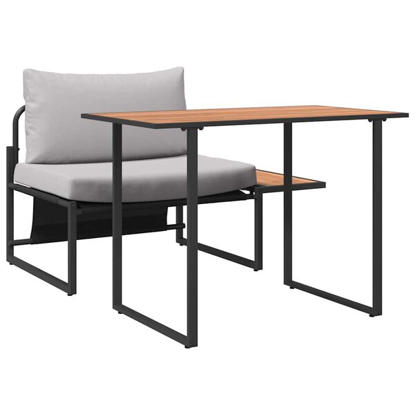 vidaXL Set da Pranzo per Giardino 2 pcs Grigio chiaro Acciaio