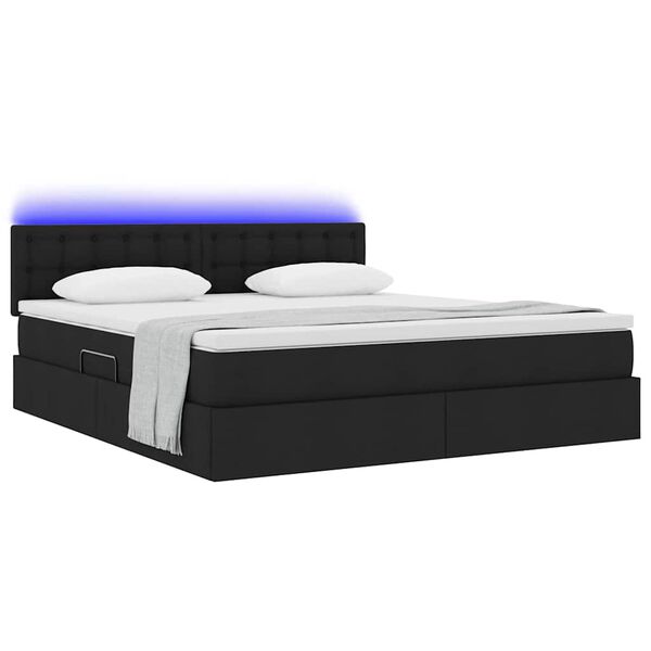 vidaXL Letto con contenitore e LED Nero 160 x 200 cm Poliestere