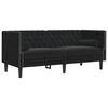 vidaXL Set Divani Chesterfield 3pz con Cuscini Nero Velluto